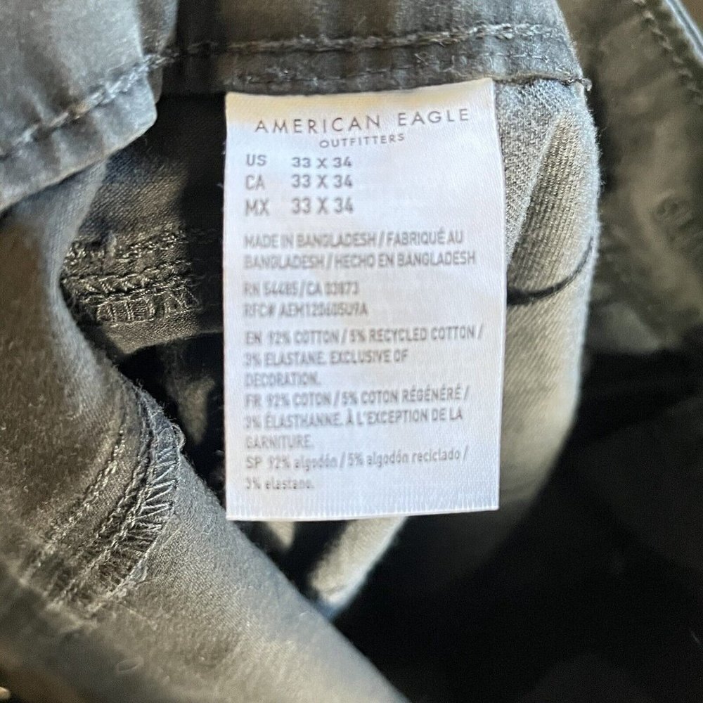 American Eagle Soft Twill Mens Pants Black Sz 33 x 34 NWT $50 - Picture 7 of 7